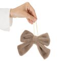 Dekoschleife Plüsch mit Aufhänger 14x16cm Braun Beige Cremeweiß Indoor 3er-Set | Floristik21.de