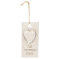 Floristik21 Anhänger Dekoschild 12cm cremebeige mit Herzmotiv für Gedenkfloristik