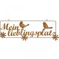 Floristik21 Dekohänger mit Vögeln, “Mein Lieblingsplatz”, Gartendeko Edelrost L55cm H20cm