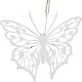 Schmetterling Deko hängend Vintage Metalldeko Weiß 15×12cm 3St