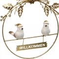 Floristik21 Türkranz “Willkommen”, Weihnachtsdeko, Vögel Golden Ø15cm B17cm