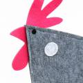 Floristik21 Deko Hahn aus Filz mit Punkten Grau, Weiß, Pink 30cm x 5cm H31,5cm Osterdekoration, Schaufenster