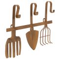 Floristik21 Hakenleiste Gartenwerkzeuge, Gartendeko, Harke Spaten Rechen, Garderobe aus Metall Edelrost L33,5cm