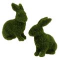 Floristik21 Hase sitzend Grün beflockt H13,5cm 4St