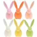 Floristik21 Hase beflockt Pastellfarben H13cm 6St