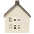 Lichthaus aus Metall 16cm Grau Beige Windlicht Hausform | Floristik21.de
