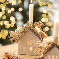 Lichthaus aus Metall 16cm Grau Beige Windlicht Hausform | Floristik21.de