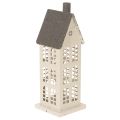 Floristik21 Dekohaus aus Metall 28cm Beige mit grauem Dach für Innenbereiche