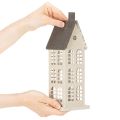 Dekohaus aus Metall 28cm Beige mit grauem Dach für Innenbereiche | Floristik21.de