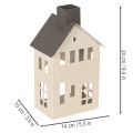 Dekohaus aus Metall 24cm mit Schornstein und Fenstern, Grau-Beige | Floristik21.de