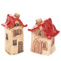 Floristik21 Keramikhaus Set, 2 Minihäuschen, Rot-Beige, 8cm, Innenbereich