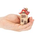 Keramikhaus Set, 2 Minihäuschen, Rot-Beige, 8cm, Innenbereich | Floristik21.de