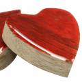Herzen aus Mangoholz Glasiert Natur, Rot 4,3cm × 4,6cm 16St