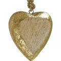 Floristik21 Herzen zum Hängen, Mangoholz, Holzdeko mit Gold-Effekt 8,5cm × 8cm 6St