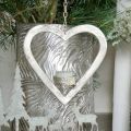 Floristik21 Teelichthalter im Herz, Kerzendeko zum Hängen, Hochzeit, Adventsdeko aus Metall Silbern H17,5cm