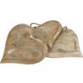 Floristik21 Hochzeitsdeko, Herzanhänger, Valentinstag, Holzdeko mit Muster Natur, Weiß gewaschen 14×15,5cm 3St