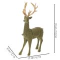 Dekofigur Hirsch mit grüner Beflockung und goldenem Geweih, 31 cm | Floristik21.de