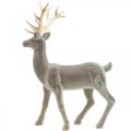 Deko Hirsch Dekofigur Deko-Rentier Beflockt Grau H46cm | Floristik21.de