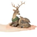Dekofigur Hirschfamilie mit Schnee aus Kunststoff, 17 cm, Braun-Grün-Weiß, Innenbereich | Floristik21.de