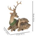 Dekofigur Hirschfamilie mit Schnee aus Kunststoff, 17 cm, Braun-Grün-Weiß, Innenbereich | Floristik21.de
