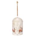 Floristik21 Weihnachtsglocke aus Metall mit Rentier-Motiv 26 cm Weiß Gold