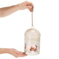 Weihnachtsglocke aus Metall mit Rentier-Motiv 26 cm Weiß Gold | Floristik21.de