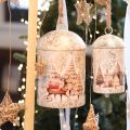 Weihnachtsglocke aus Metall mit Rentier-Motiv 26 cm Weiß Gold | Floristik21.de