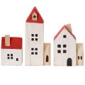 Deko Holzhaus Set 6-teilig Rot Weiß 13 cm Innenbereich Winterdekoration | Floristik21.de
