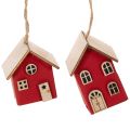 Floristik21 Hängedeko Holz-Häuser Rot 7cm Set 6 Stück Innenbereich
