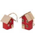 Hängedeko Holz-Häuser Rot 7cm Set 6 Stück Innenbereich | Floristik21.de