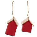 Hängedeko Holz-Häuser Rot 7cm