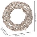 Holzkranz Dekokranz Ø30cm Weiß Natur Holz Metall | Floristik21.de
