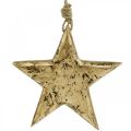Stern zum Hängen, Holzdeko mit Gold-Effekt, Advent 14cm × 14cm