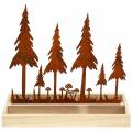 Floristik21 Holztablett Waldsilhouette Edelrost 30cm x 15cm