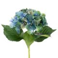 Floristik21 Kunstblume Hortensie Blau-Grün Einzelstiel 53 cm Polyester Kunststoff