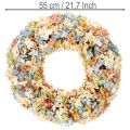 Künstlicher Hortensienkranz aus Kunststoff und Seidenstoff, bunt, 55 cm Durchmesser für Tür-, Wand- und Tischdekoration | Floristik21.de