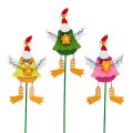 Floristik21 Huhn mit Blume sort. am Stab 15St