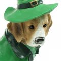Floristik21 Beagle mit Hut, St. Patrick's Day, Hund mit Anzug, Gartendeko, Jagdhund H24,5cm