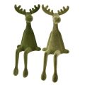 Floristik21 Kantenhocker Elch Deko Kantensitzer Grün H31cm 2 St mit winterlicher Weihnachtsdeko