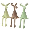 Floristik21 Kantenhocker Elch Deko beflockt Grün Braun Mint 31cm 3 St geflockt Weihnachtsschmuck
