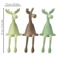 Kantenhocker Elch Deko beflockt Grün Braun Mint 31cm 3 St geflockt Weihnachtsschmuck | Floristik21.de