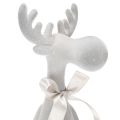 Weihnachtsfigur Rentier 54cm Kantenhocker Hellgrau Kunststoff beflockt | Floristik21.de