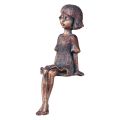 Floristik21 Kantensitzer Garten Figur Sitzendes Mädchen Bronze 52cm