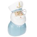 Floristik21 Kapitänsfigur 16cm Polyresin Blau-Weiß mit Brille und Mütze
