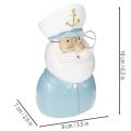 Kapitänsfigur 16cm Polyresin Blau-Weiß mit Brille und Mütze | Floristik21.de