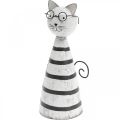 Floristik21 Katze mit Brille, Dekofigur zum Stellen, Katzenfigur Metall Schwarz-Weiß H16cm Ø7cm