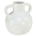 Floristik21 Keramikvase Weiß Vase mit 2 Henkel Keramik Ø7cm H11,5cm