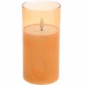 Floristik21 LED-Kerze im Glas Echtwachs Orange Ø7,5cm H10cm