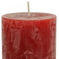 Floristik21 Durchgefärbte Kerzen Rot Rustic Selbstlöschend 70×140mm 4St