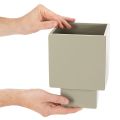 Würfel-Pflanzgefäß aus Metall 22 cm Grün mit erhöhtem Stand | Floristik21.de